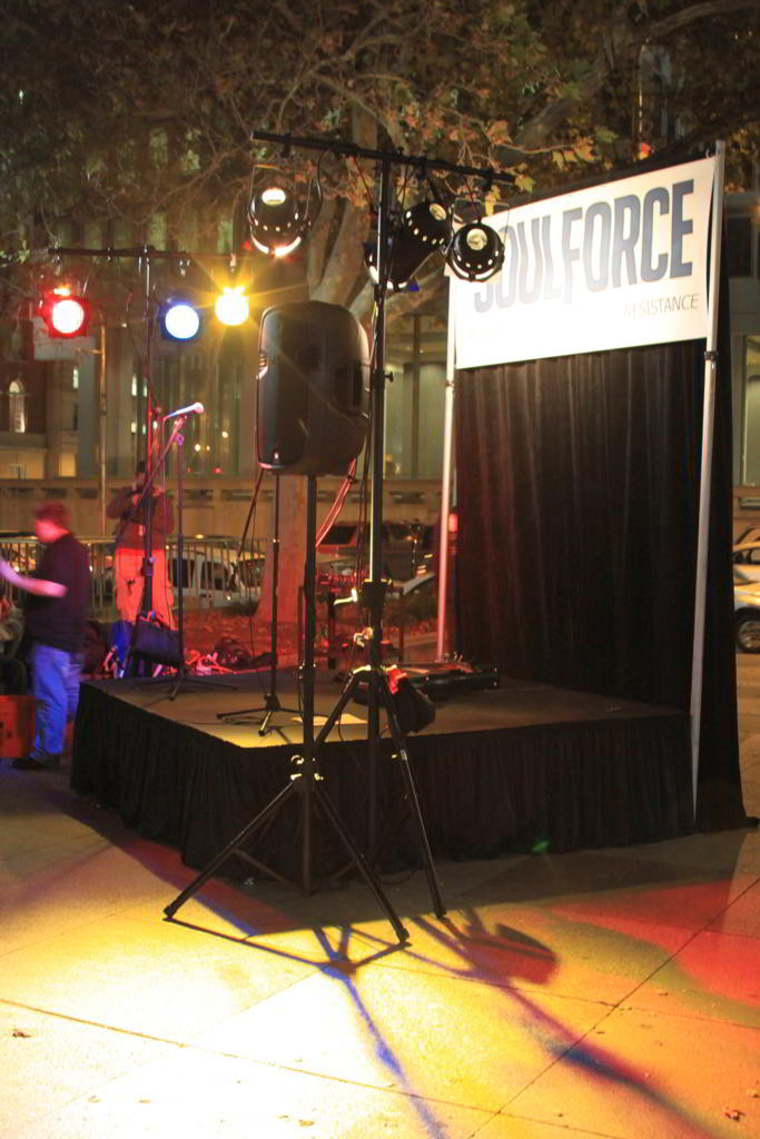 love park, city hall, soulforce, concert, stage, par lights, jbl eon, pipe and drape, philadelphia city hall