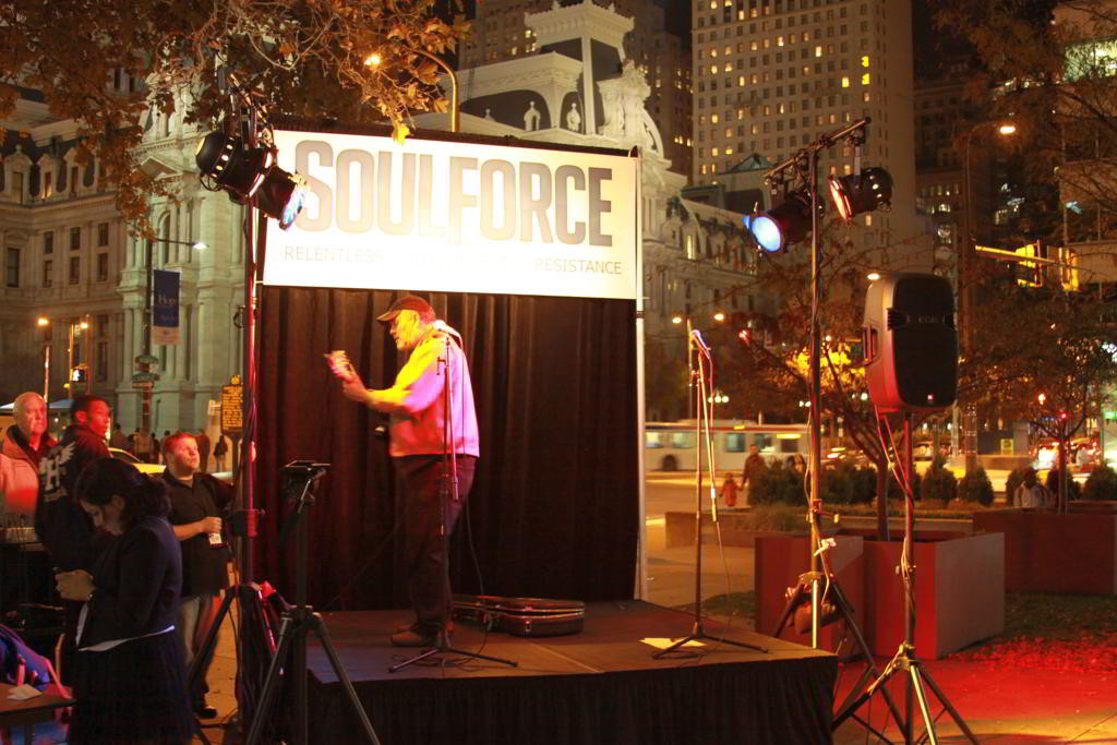 love park, city hall, soulforce, concert, stage, par lights, jbl eon
