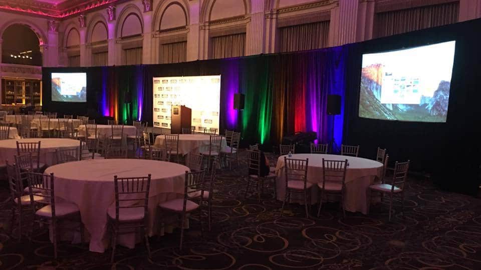 projection, screen, audio visual, ballroom, corporate, meeting, philadelphia business journal, ballroom at the ben
